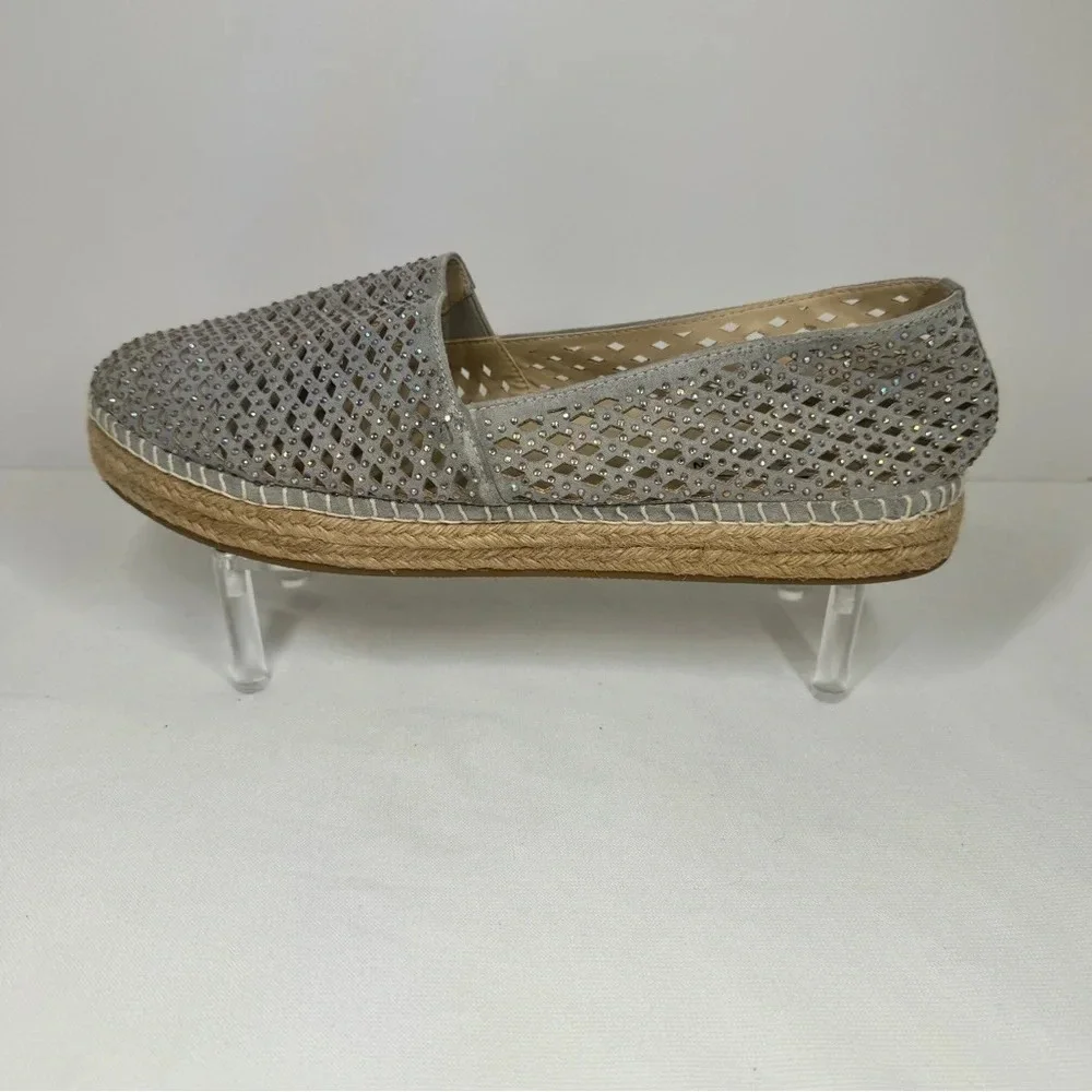 Steve Madden Gray Crystal Espadrille Flats